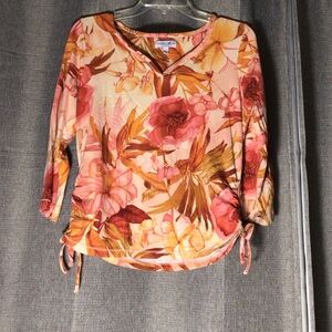 Caribbean Joe Floral Tie-side blouse